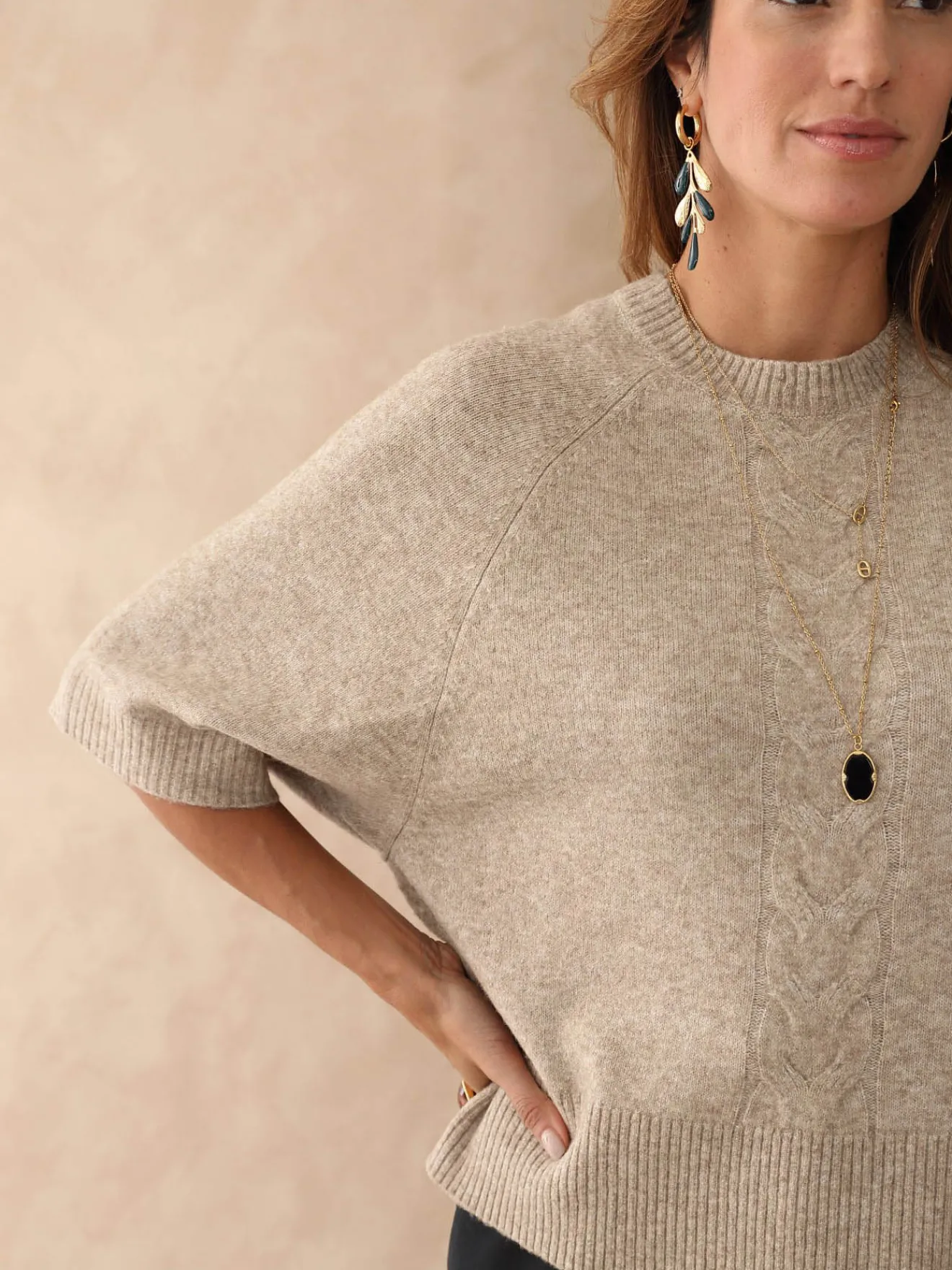 Sale Pull manches courtes avec laine Femme Pull