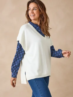 Outlet Pull manches courtes avec laine mérinos Femme Pull