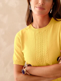 Discount Pull manches courtes finition écailles Femme Pull