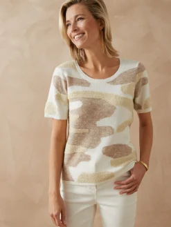 Best Pull manches courtes jacquard intarsia Femme Pull