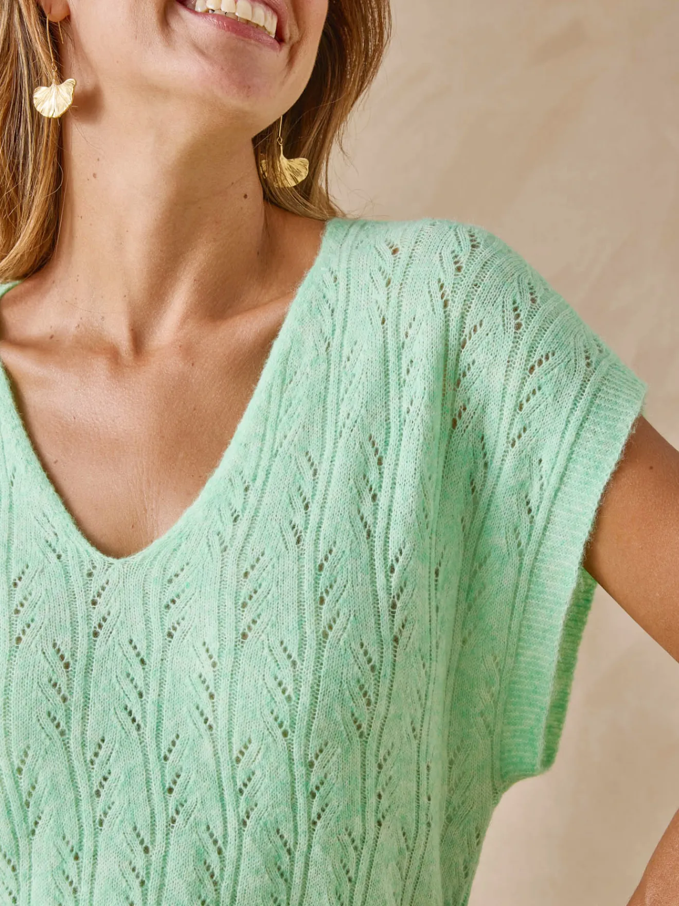 Outlet Pull manches T avec laine Femme Pull