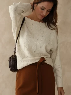 Online Pull point fantaisie avec laine Femme Pull