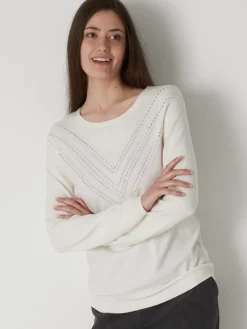 Discount Pull point fantaisie détails rivets Femme Pull