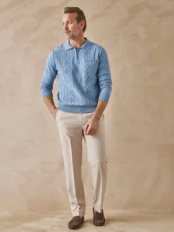 Hot Pull polo jacquard zippé Homme Pull, Sweat