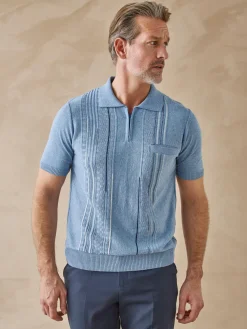 Hot Pull polo zippé manches courtes Homme Pull, Sweat