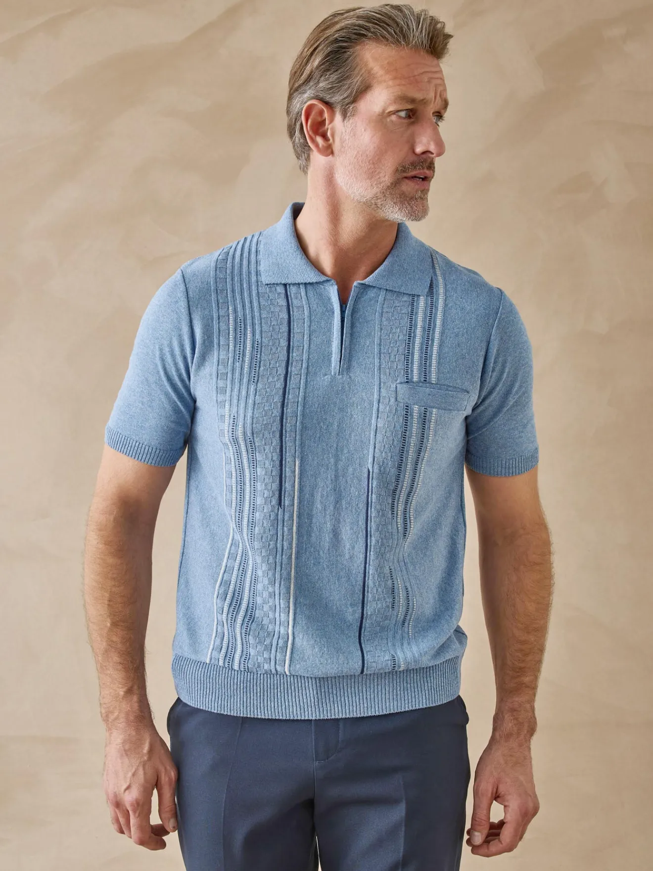 Hot Pull polo zippé manches courtes Homme Pull, Sweat