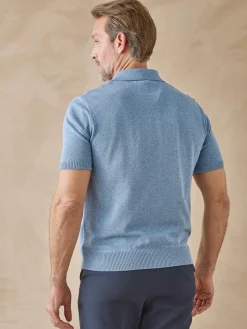 Hot Pull polo zippé manches courtes Homme Pull, Sweat