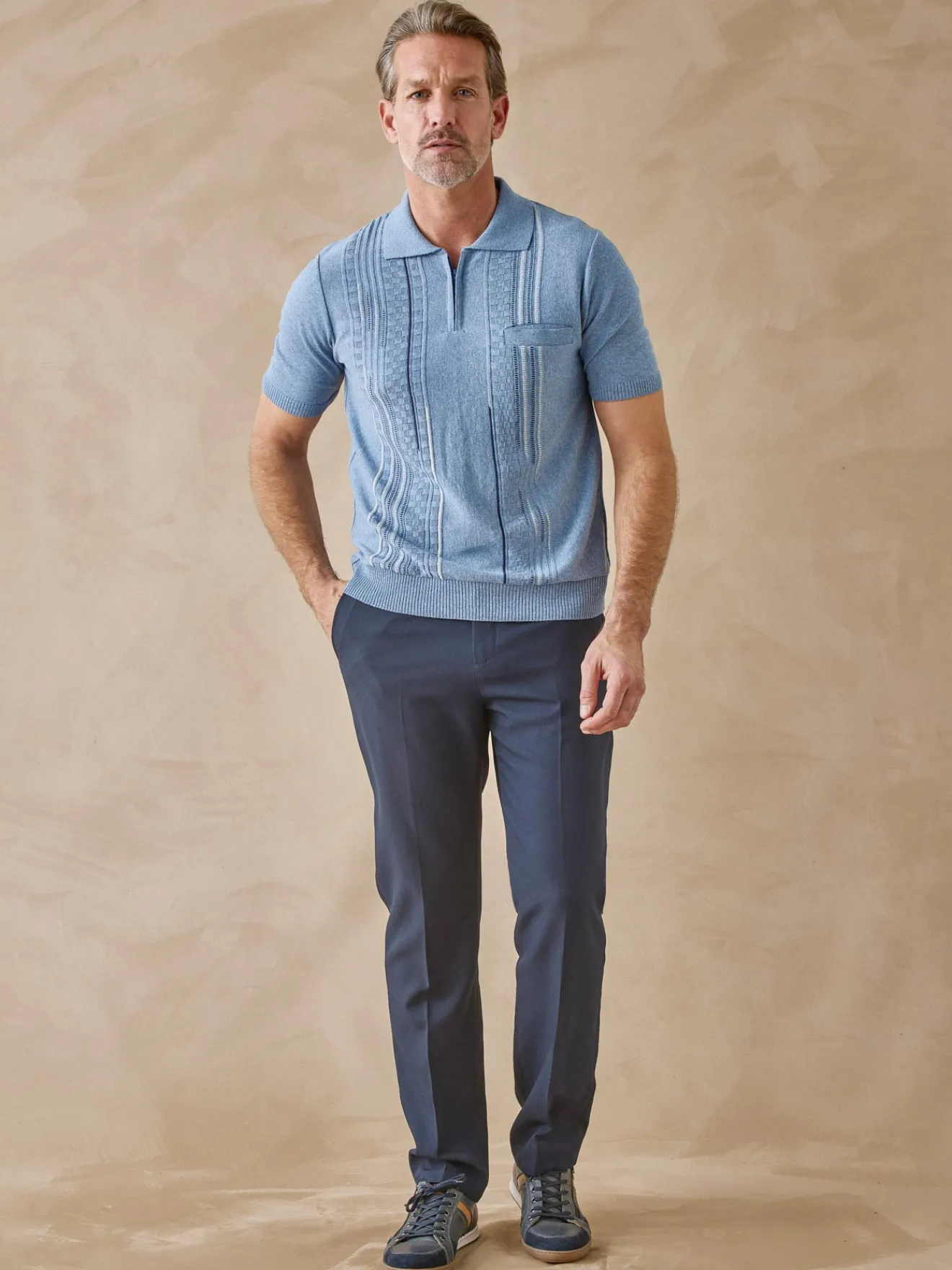 Hot Pull polo zippé manches courtes Homme Pull, Sweat