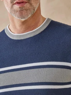 Clearance Pull rayé en maille fantaisie Homme Pull, Sweat