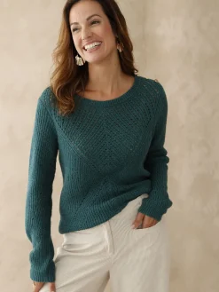 Outlet Pull tunique côtes perlées Femme Pull