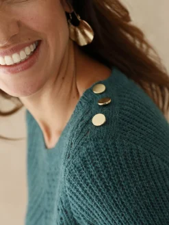 Outlet Pull tunique côtes perlées Femme Pull