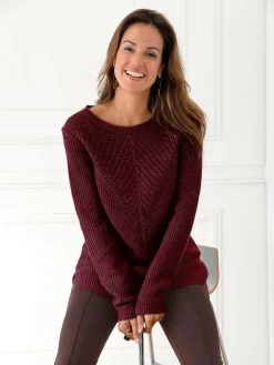 Pull tunique côtes perlées Femme Pull