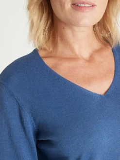 Best Pull tunique maille fine col V Femme Pull
