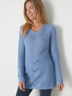 Outlet Pull-tunique côtes perlées Femme Pull