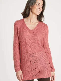 New Pull-tunique côtes perlées Femme Pull