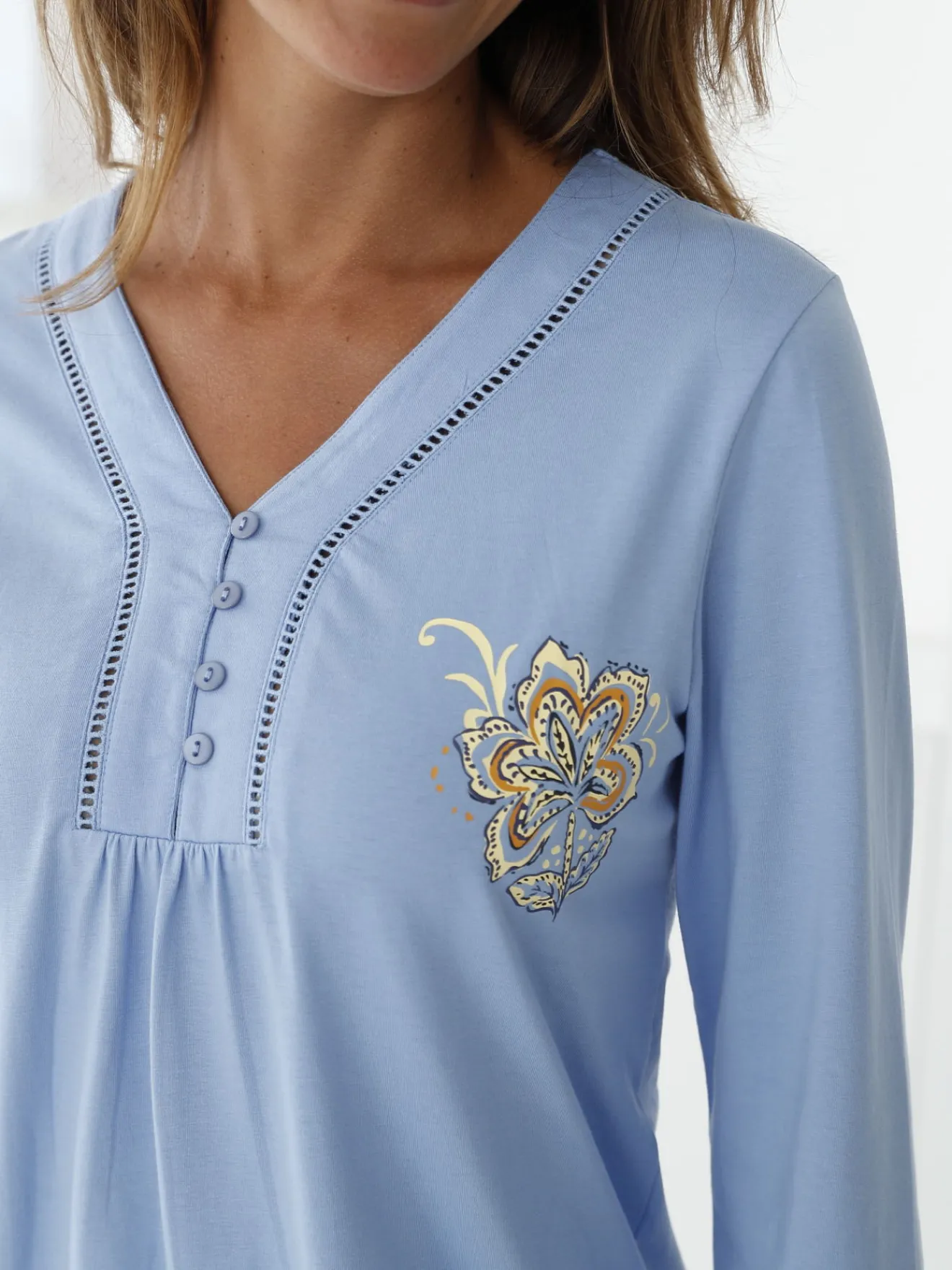 Outlet Pyjama coupe ample jersey pur coton Pyjama