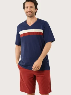 Clearance Pyjama court mercerisé col V Homme Pyjama