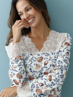 Outlet Pyjama empiècement dentelle Pyjama