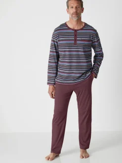 Discount Pyjama rayé pur coton peigné Homme Pyjama