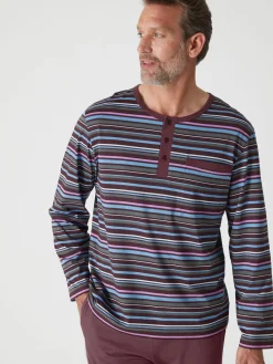 Discount Pyjama rayé pur coton peigné Homme Pyjama