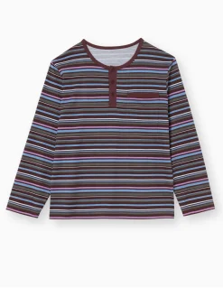 Discount Pyjama rayé pur coton peigné Homme Pyjama