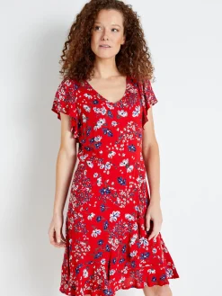 Discount Robe à volants, manches courtes Femme Robe