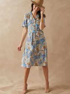 Discount Robe col tailleur manches courtes Femme Robe