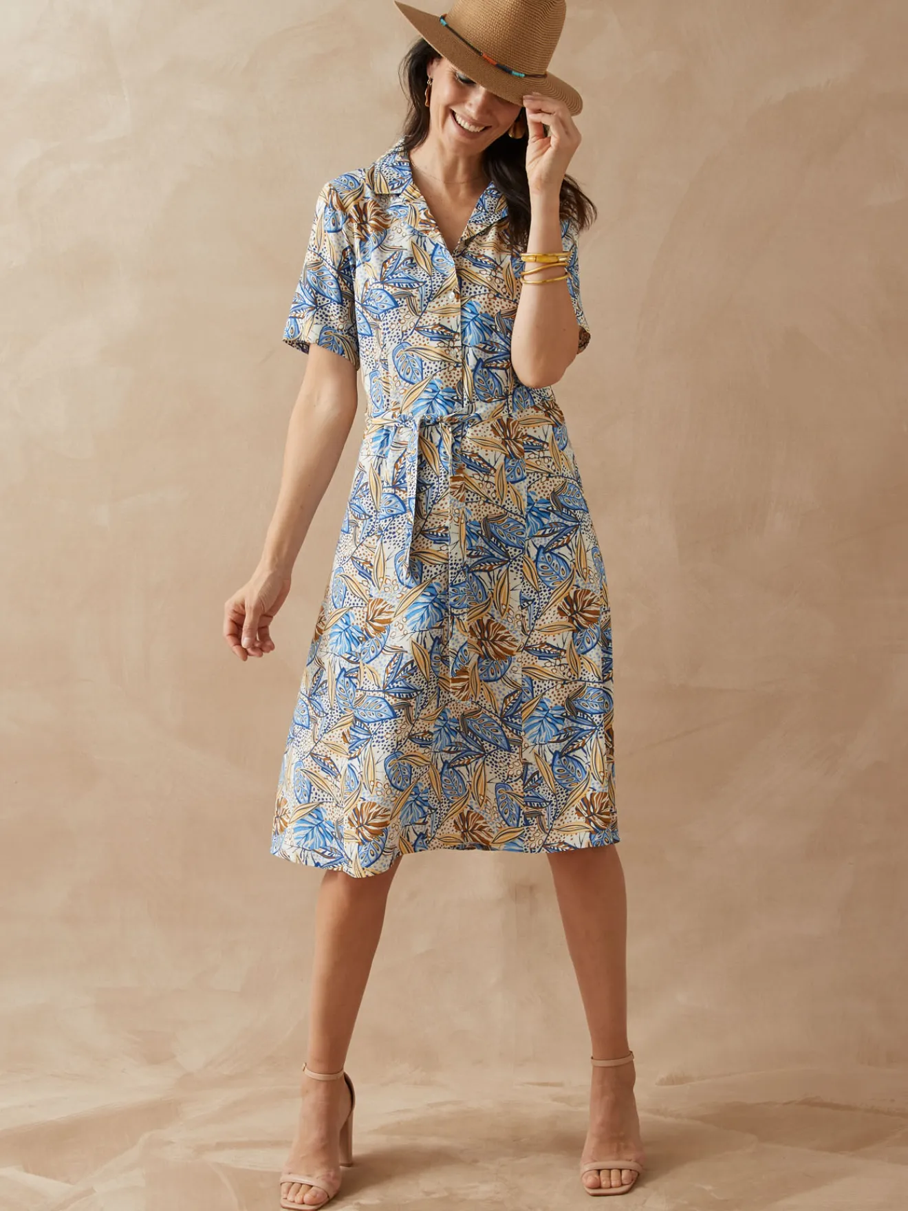 Discount Robe col tailleur manches courtes Femme Robe