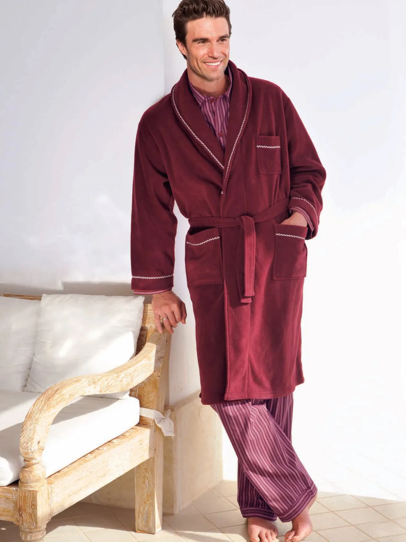 Robe de chambre courtelle Homme Veste D'Intérieur Et Robe De Chambre