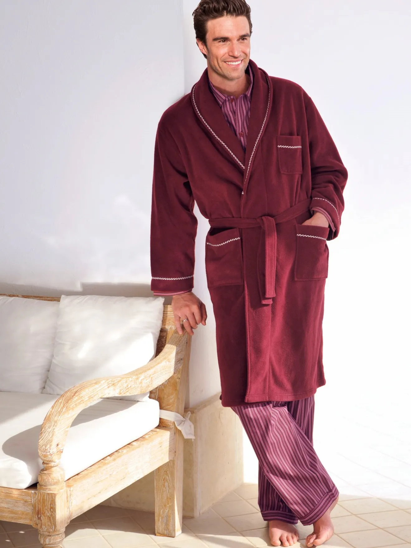 Robe de chambre courtelle Homme Veste D'Intérieur Et Robe De Chambre