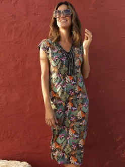 Discount Robe en maille avec perles fantaisie Femme Robe