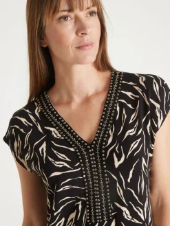 New Robe en maille avec perles fantaisie Femme Robe