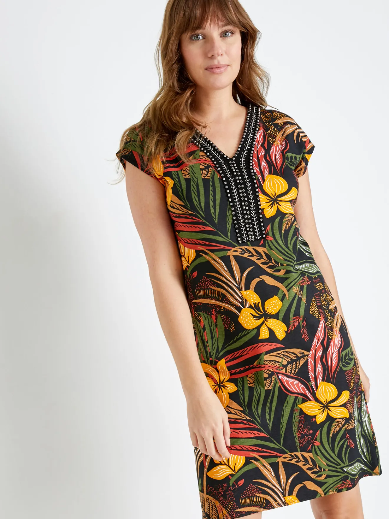 Online Robe en maille avec perles fantaisie Femme Robe