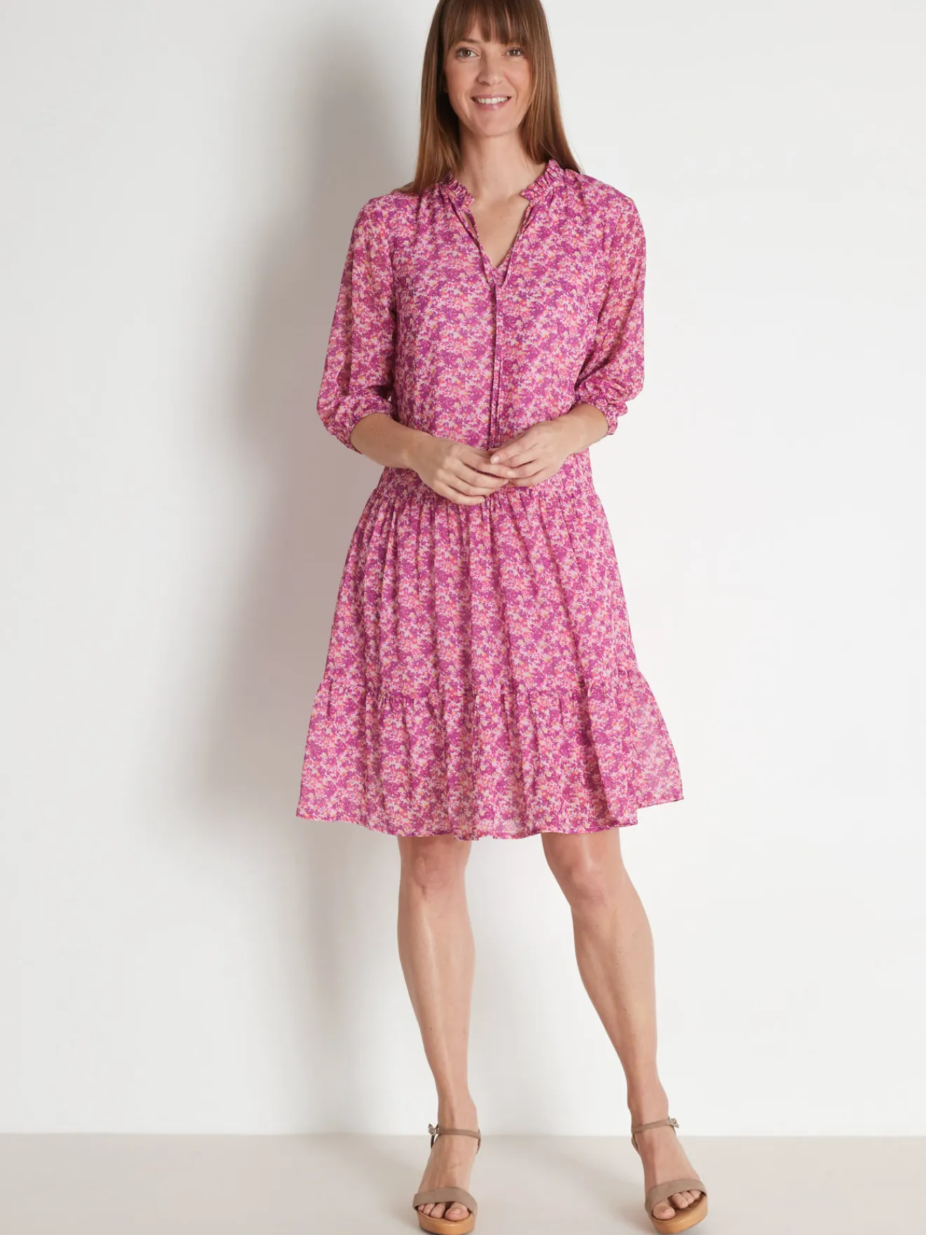 New Robe fluide à volants Femme Robe