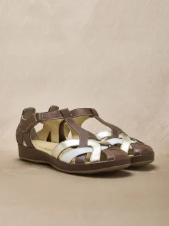 New Salomés cuir à brides croisées Femme Salomés