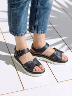 Online Sandales à scratch avec boucle fantaisie Femme Sandales