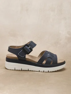 Online Sandales à scratch avec boucle fantaisie Femme Sandales