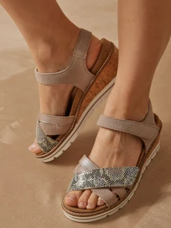 Sandales compensées double scratch Femme Sandales