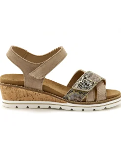 Sandales compensées double scratch Femme Sandales