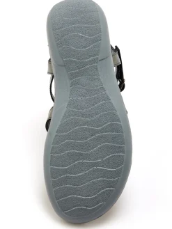 New Sandales cuir à cabochon métal Femme Sandales