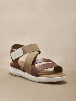 Online Sandales cuir à scratch et élastiques Femme Sandales