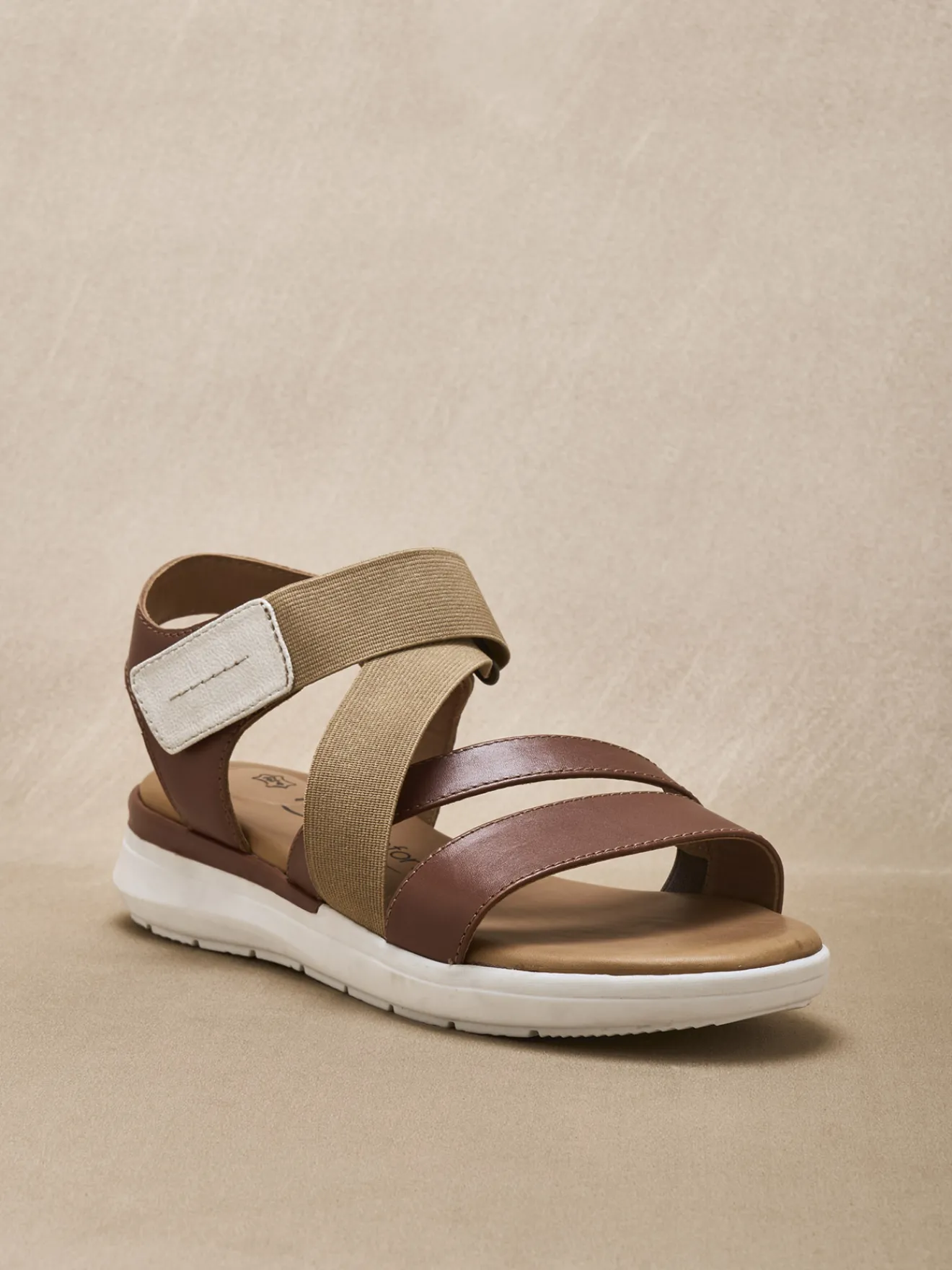 Online Sandales cuir à scratch et élastiques Femme Sandales