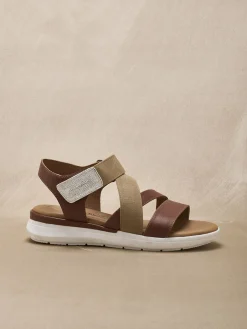 Online Sandales cuir à scratch et élastiques Femme Sandales