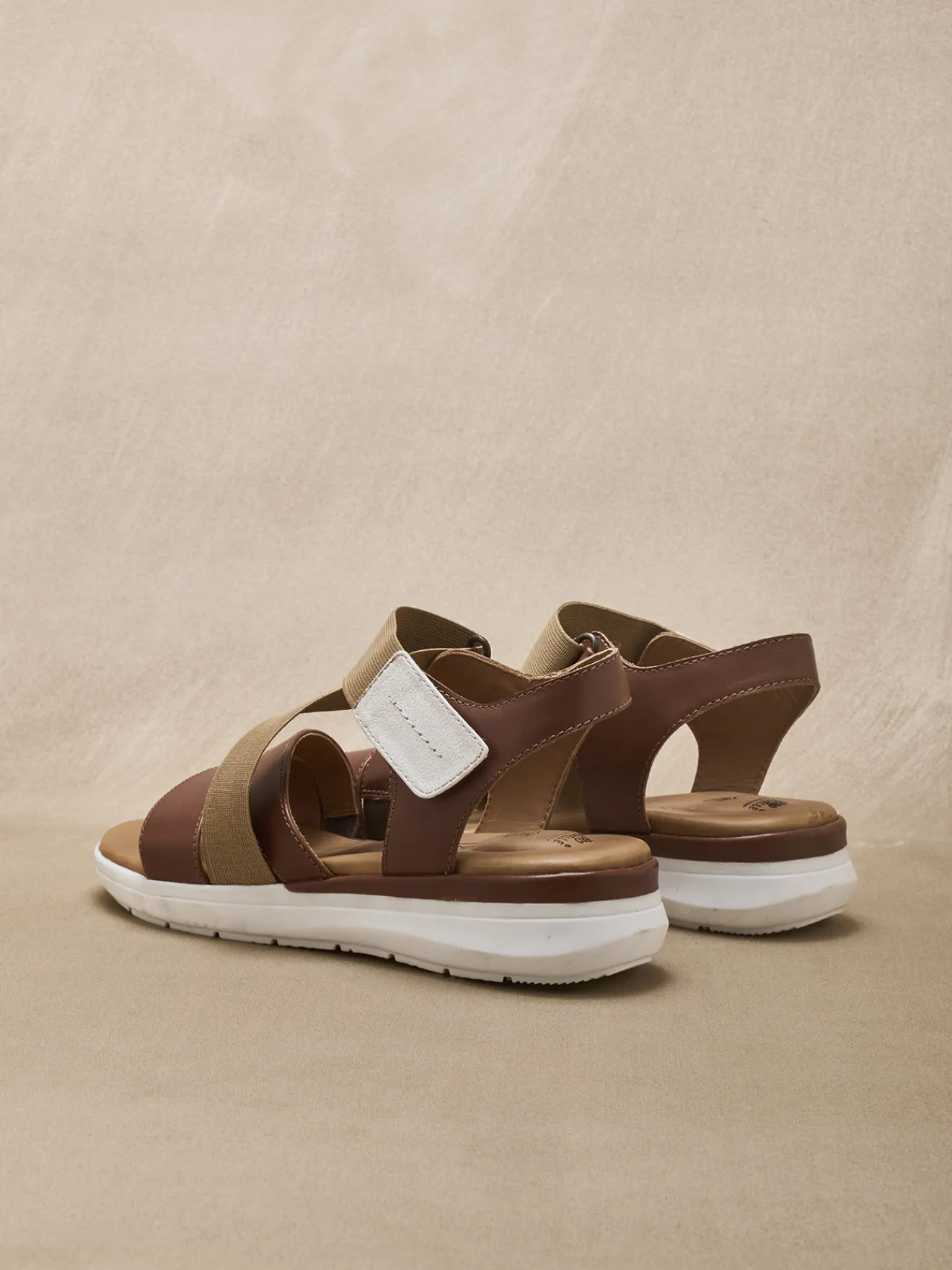 Online Sandales cuir à scratch et élastiques Femme Sandales