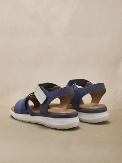 Sandales cuir à scratch et élastiques Femme Sandales