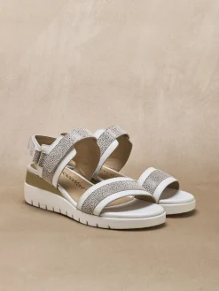 Hot Sandales cuir à scratchs Femme Sandales