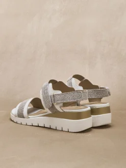 Hot Sandales cuir à scratchs Femme Sandales