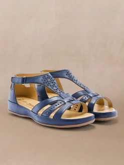 Hot Sandales cuir ajouré Femme Sandales