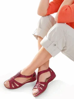 Clearance Sandales cuir ajouré Femme Sandales