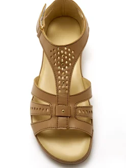 Clearance Sandales cuir ajouré Femme Sandales